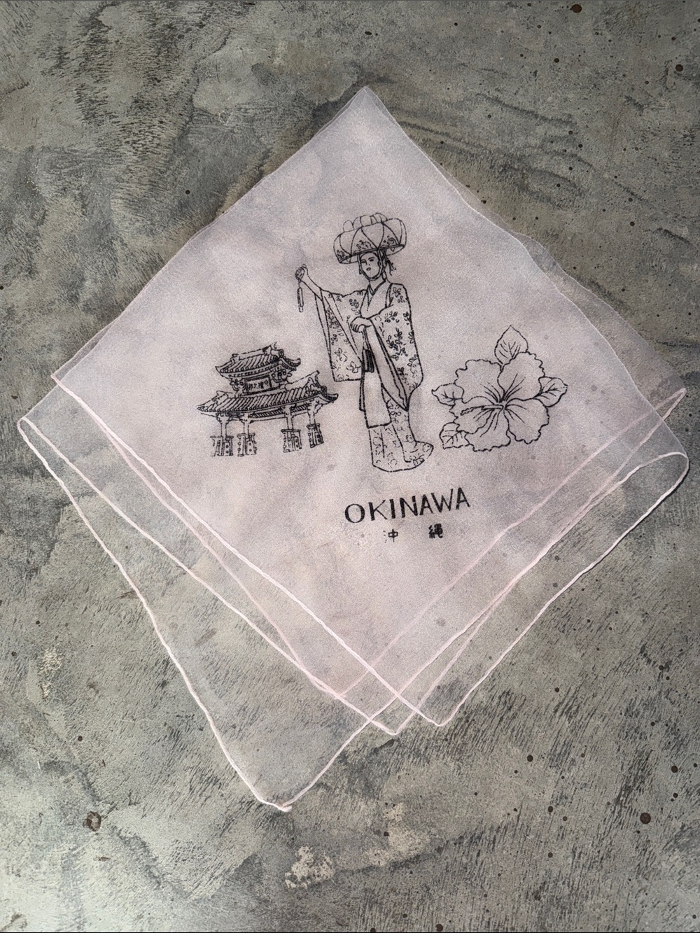 Okinawa Printed Sheer Scarf - Light Pink
